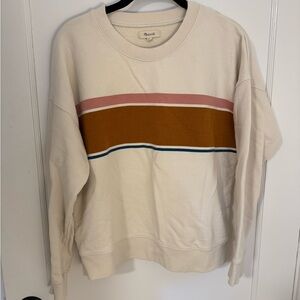 Madewell Cream Sweater with Pink, Brown, and Blue Stripes